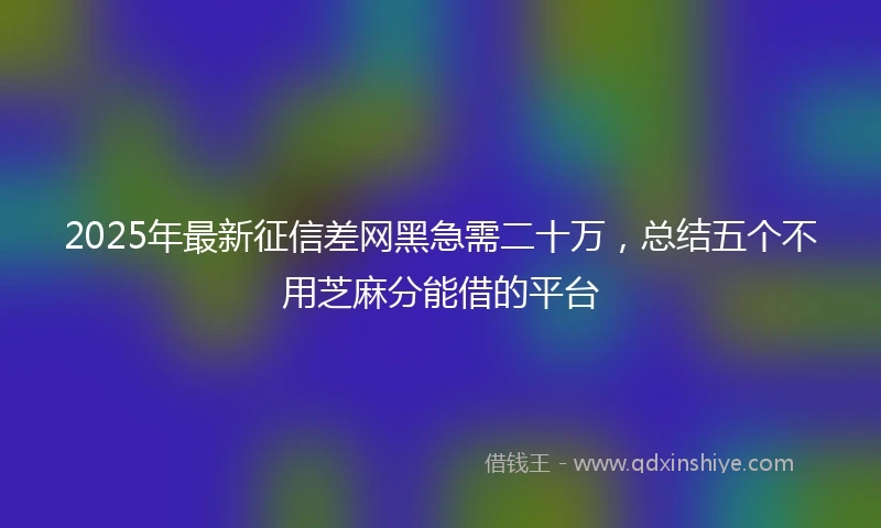 2025年最新征信差网黑急需二十万,总结五个不用芝麻分能借的平台