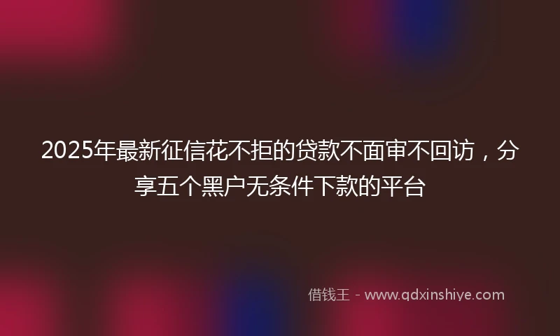 2025年最新征信花不拒的贷款不面审不回访,分享五个黑户无条件下款的平台