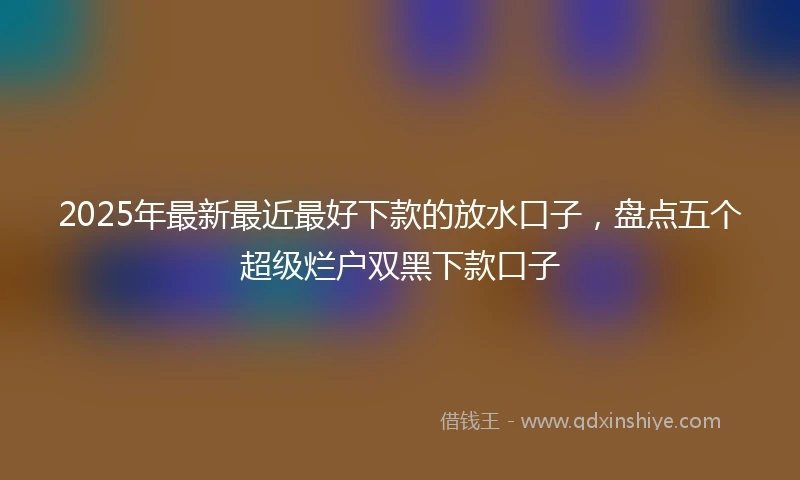 2025年最新最近最好下款的放水口子，盘点五个超级烂户双黑下款口子