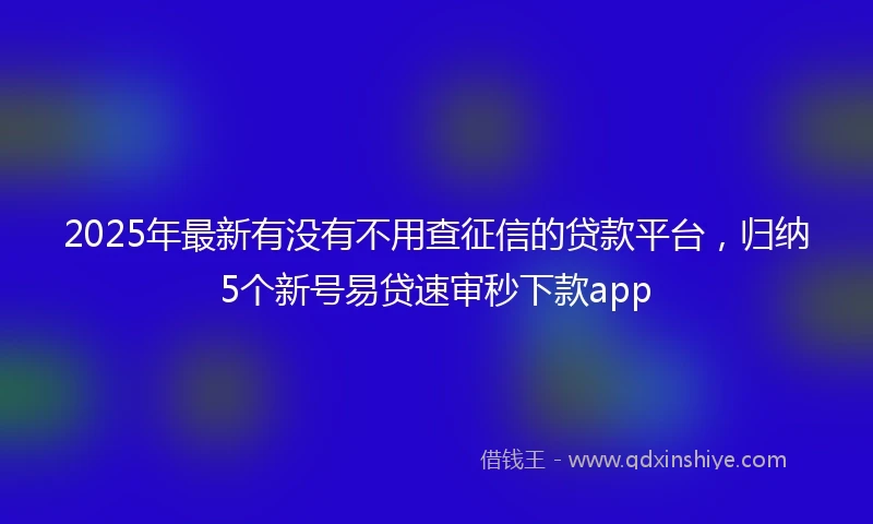 2025年最新有没有不用查征信的贷款平台，归纳5个新号易贷速审秒下款app