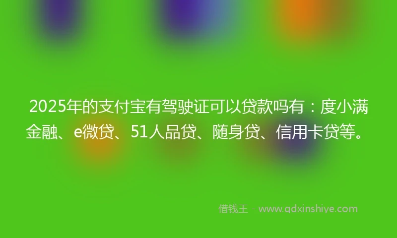 2025年的支付宝有驾驶证可以贷款吗有：度小满金融、e微贷、51人品贷、随身贷、信用卡贷等。