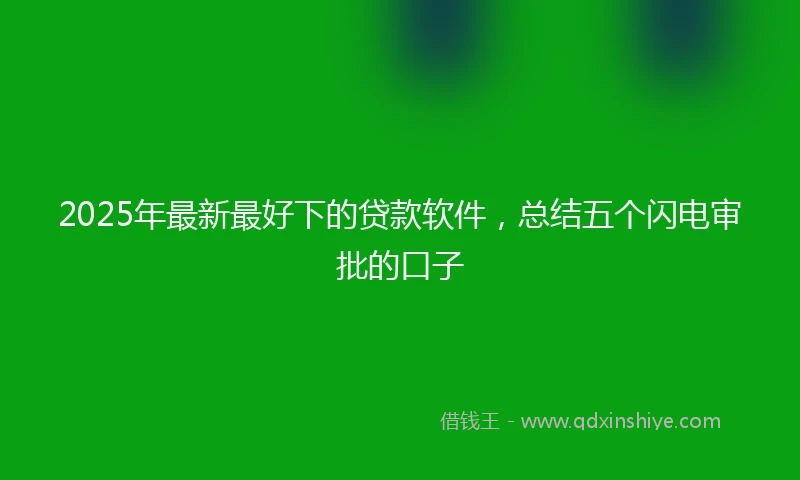 2025年最新最好下的贷款软件，总结五个闪电审批的口子