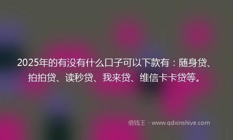 2025年的有没有什么口子可以下款有：随身贷、拍拍贷、读秒贷、我来贷、维信卡卡贷等。