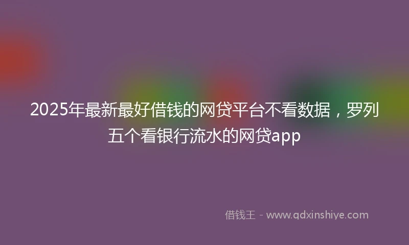 2025年最新最好借钱的网贷平台不看数据，罗列五个看银行流水的网贷app