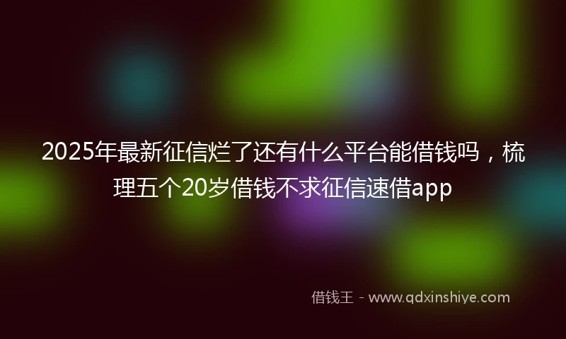 2025年最新征信烂了还有什么平台能借钱吗,梳理五个20岁借钱不求征信速借app