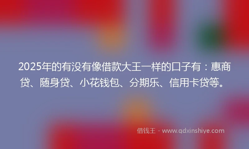 2025年的有没有像借款大王一样的口子有：惠商贷、随身贷、小花钱包、分期乐、信用卡贷等。