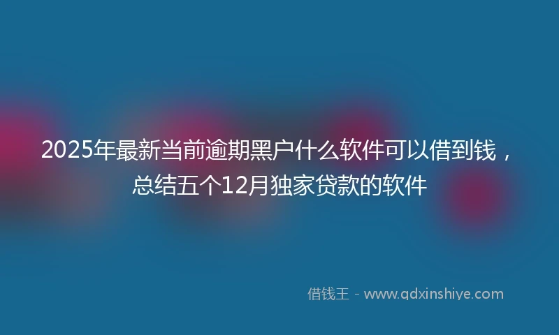 2025年最新当前逾期黑户什么软件可以借到钱，总结五个12月独家贷款的软件