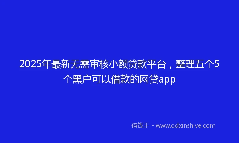 2025年最新无需审核小额贷款平台，整理五个5个黑户可以借款的网贷app