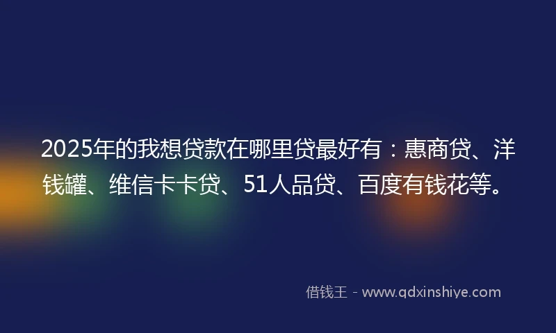 2025年的我想贷款在哪里贷最好有：惠商贷、洋钱罐、维信卡卡贷、51人品贷、百度有钱花等。