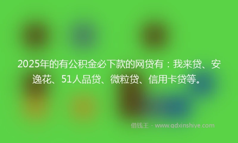 2025年的有公积金必下款的网贷有：我来贷、安逸花、51人品贷、微粒贷、信用卡贷等。