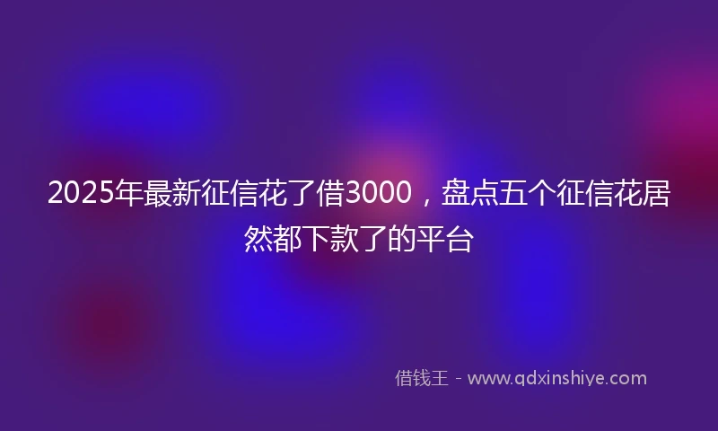 2025年最新征信花了借3000，盘点五个征信花居然都下款了的平台
