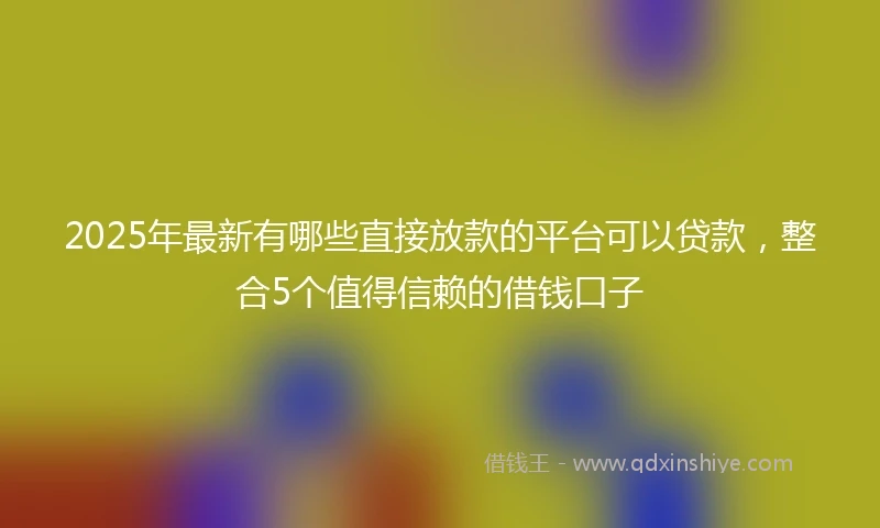2025年最新有哪些直接放款的平台可以贷款，整合5个值得信赖的借钱口子