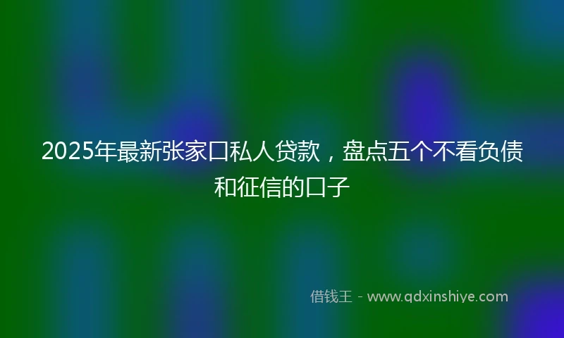 2025年最新张家口私人贷款，盘点五个不看负债和征信的口子