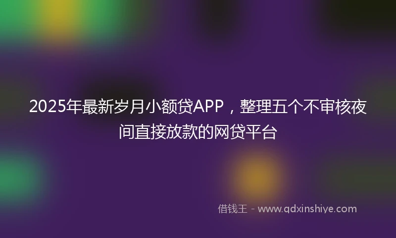 2025年最新岁月小额贷APP，整理五个不审核夜间直接放款的网贷平台