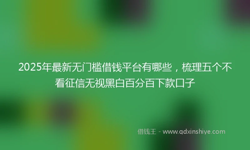 2025年最新无门槛借钱平台有哪些，梳理五个不看征信无视黑白百分百下款口子