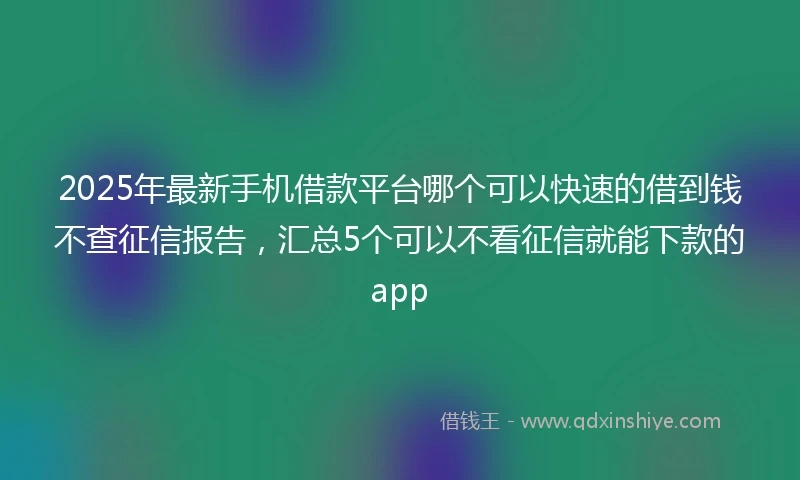 2025年最新手机借款平台哪个可以快速的借到钱不查征信报告，汇总5个可以不看征信就能下款的app