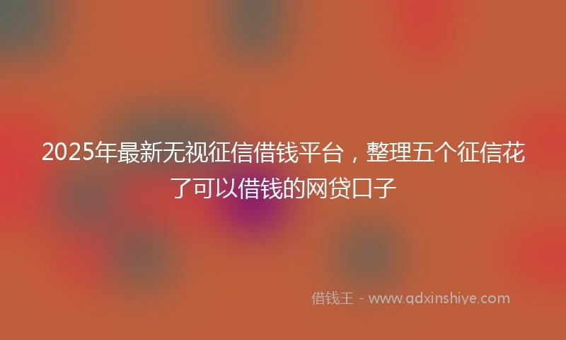 2025年最新无视征信借钱平台，整理五个征信花了可以借钱的网贷口子