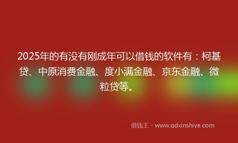 2025年的有没有刚成年可以借钱的软件有：柯基贷、中原消费金融、度小满金融、京东金融、微粒贷等。
