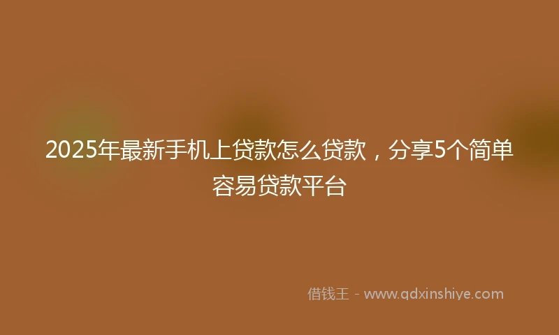 2025年最新手机上贷款怎么贷款，分享5个简单容易贷款平台