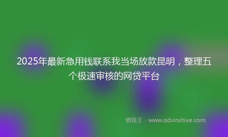 2025年最新急用钱联系我当场放款昆明，整理五个极速审核的网贷平台