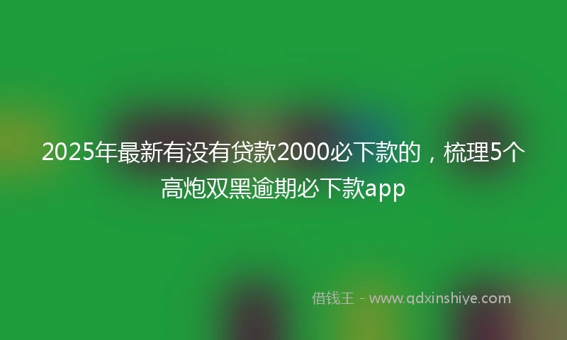 2025年最新有没有贷款2000必下款的，梳理5个高炮双黑逾期必下款app