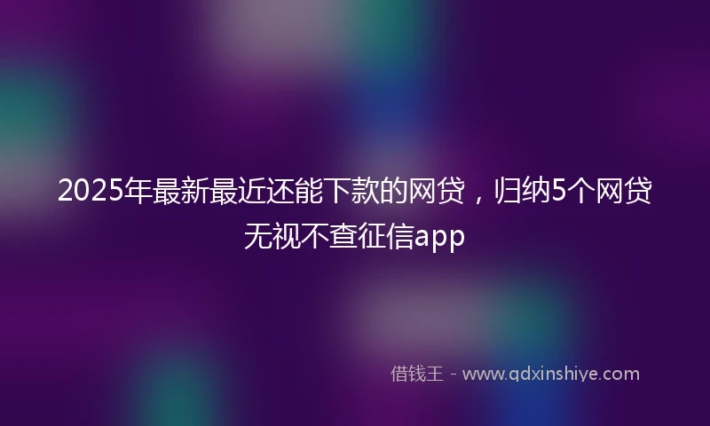 2025年最新最近还能下款的网贷，归纳5个网贷无视不查征信app