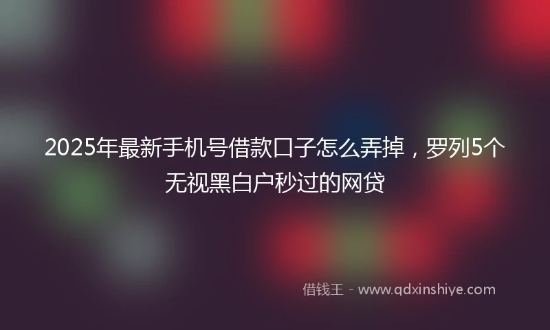 2025年最新手机号借款口子怎么弄掉，罗列5个无视黑白户秒过的网贷