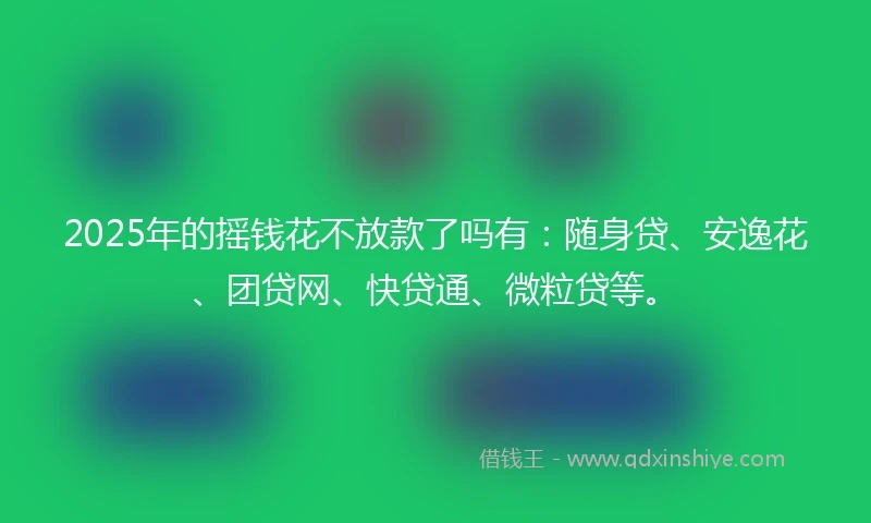 2025年的摇钱花不放款了吗有：随身贷、安逸花、团贷网、快贷通、微粒贷等。