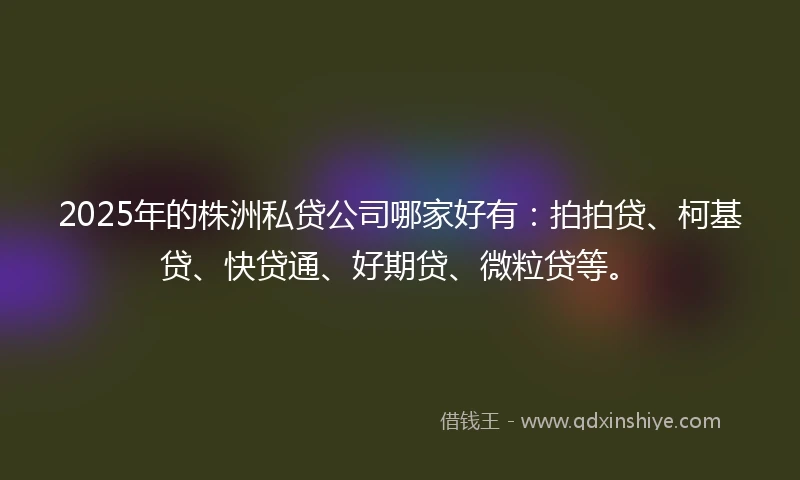 2025年的株洲私贷公司哪家好有：拍拍贷、柯基贷、快贷通、好期贷、微粒贷等。