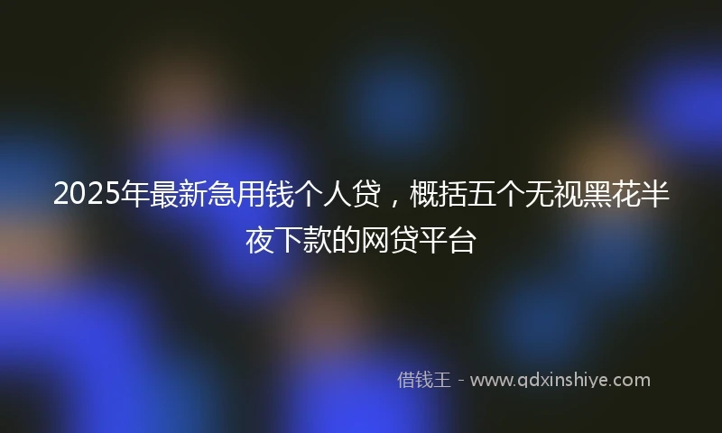 2025年最新急用钱个人贷，概括五个无视黑花半夜下款的网贷平台