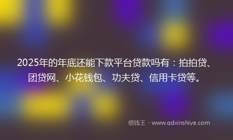 2025年的年底还能下款平台贷款吗有：拍拍贷、团贷网、小花钱包、功夫贷、信用卡贷等。