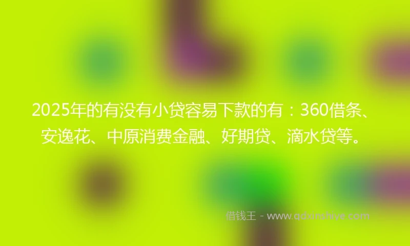 2025年的有没有小贷容易下款的有：360借条、安逸花、中原消费金融、好期贷、滴水贷等。