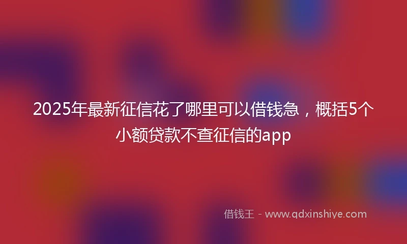 2025年最新征信花了哪里可以借钱急，概括5个小额贷款不查征信的app
