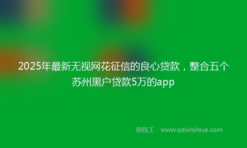 2025年最新无视网花征信的良心贷款，整合五个苏州黑户贷款5万的app