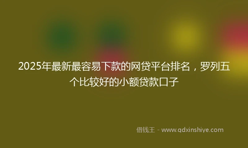 2025年最新最容易下款的网贷平台排名，罗列五个比较好的小额贷款口子