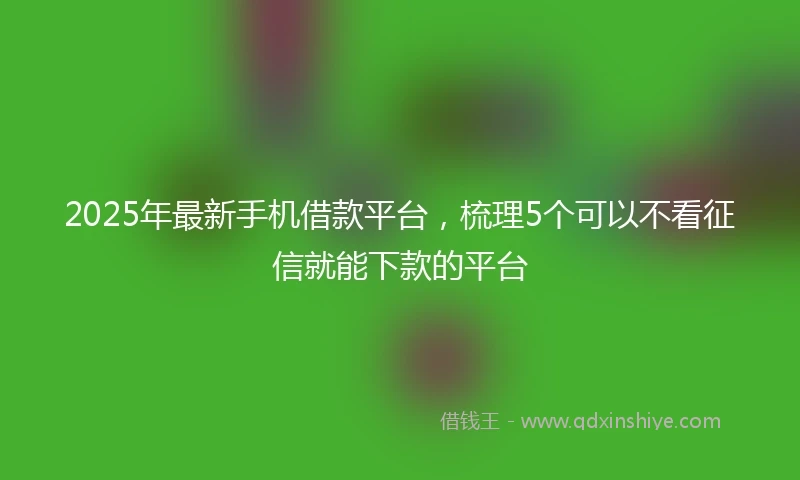 2025年最新手机借款平台，梳理5个可以不看征信就能下款的平台