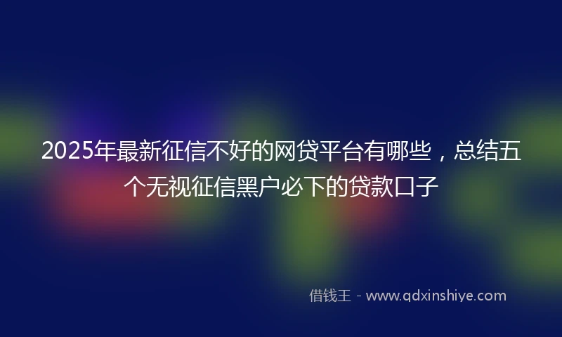2025年最新征信不好的网贷平台有哪些，总结五个无视征信黑户必下的贷款口子