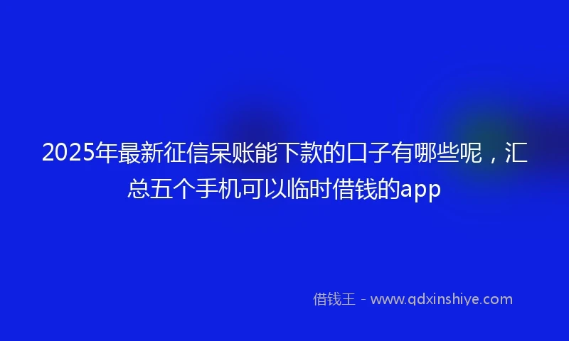 2025年最新征信呆账能下款的口子有哪些呢，汇总五个手机可以临时借钱的app