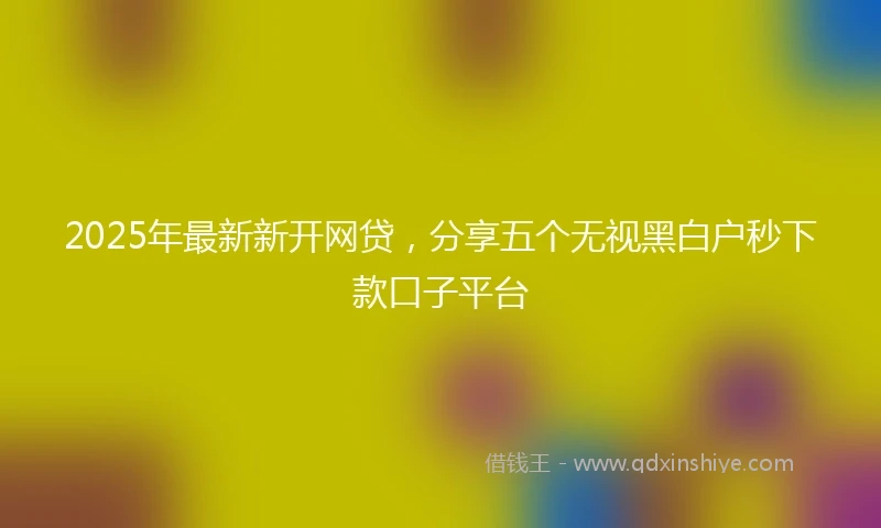 2025年最新新开网贷，分享五个无视黑白户秒下款口子平台