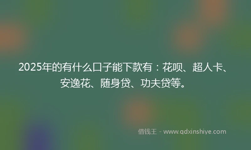 2025年的有什么口子能下款有：花呗、超人卡、安逸花、随身贷、功夫贷等。