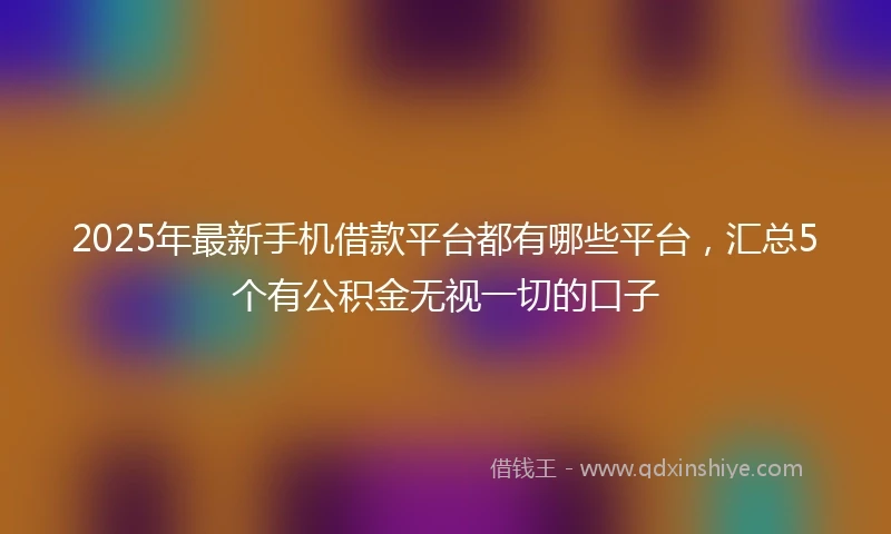 2025年最新手机借款平台都有哪些平台，汇总5个有公积金无视一切的口子