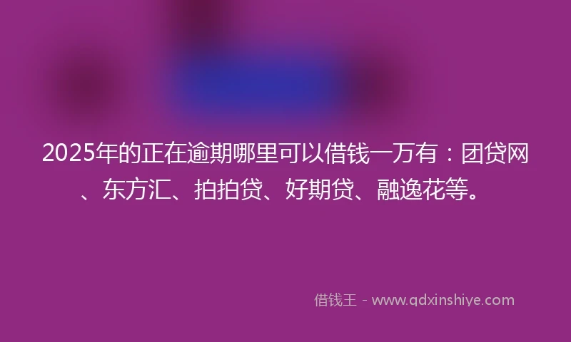 2025年的正在逾期哪里可以借钱一万有：团贷网、东方汇、拍拍贷、好期贷、融逸花等。
