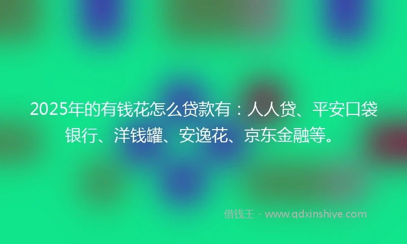 2025年的有钱花怎么贷款有：人人贷、平安口袋银行、洋钱罐、安逸花、京东金融等。