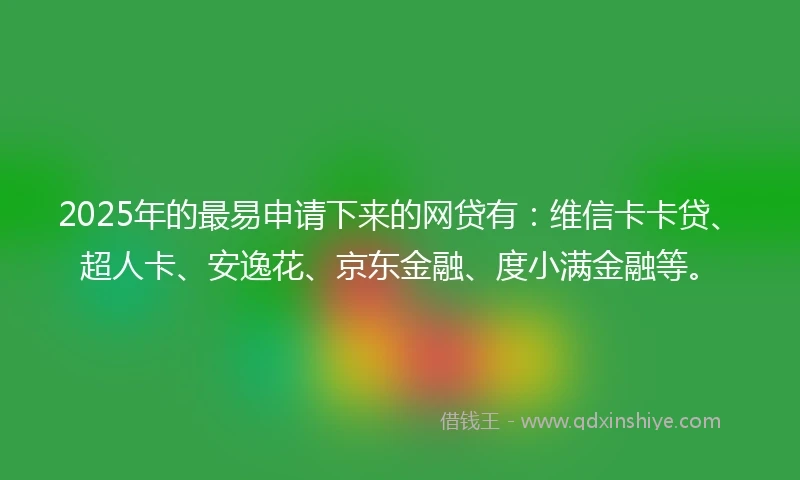 2025年的最易申请下来的网贷有：维信卡卡贷、超人卡、安逸花、京东金融、度小满金融等。