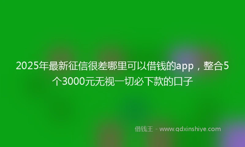 2025年最新征信很差哪里可以借钱的app，整合5个3000元无视一切必下款的口子