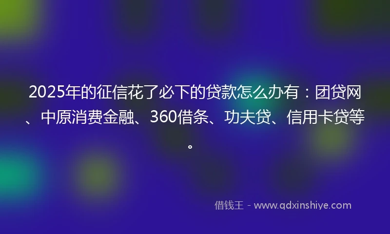 2025年的征信花了必下的贷款怎么办有：团贷网、中原消费金融、360借条、功夫贷、信用卡贷等。