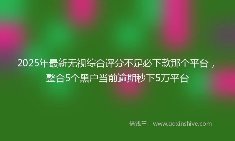 2025年最新无视综合评分不足必下款那个平台，整合5个黑户当前逾期秒下5万平台