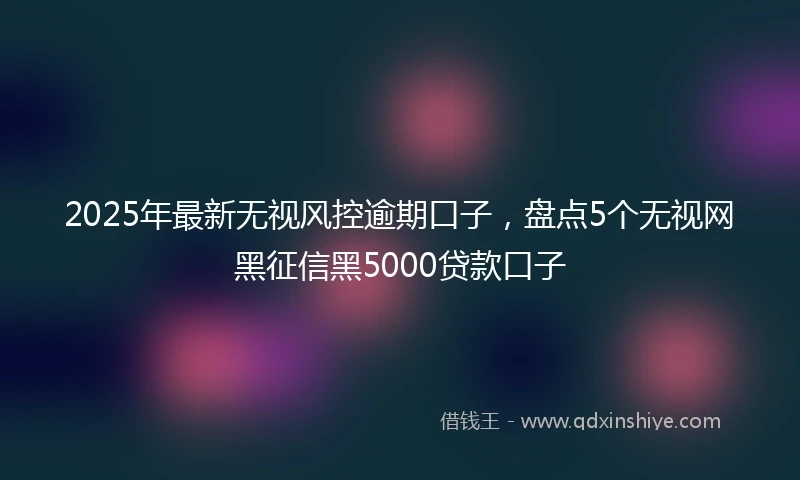 2025年最新无视风控逾期口子，盘点5个无视网黑征信黑5000贷款口子