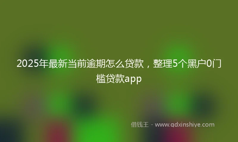 2025年最新当前逾期怎么贷款，整理5个黑户0门槛贷款app