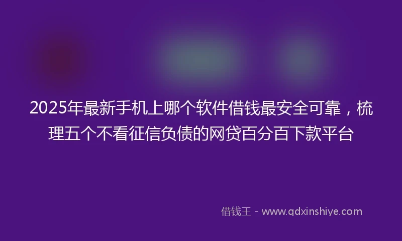 2025年最新手机上哪个软件借钱最安全可靠，梳理五个不看征信负债的网贷百分百下款平台